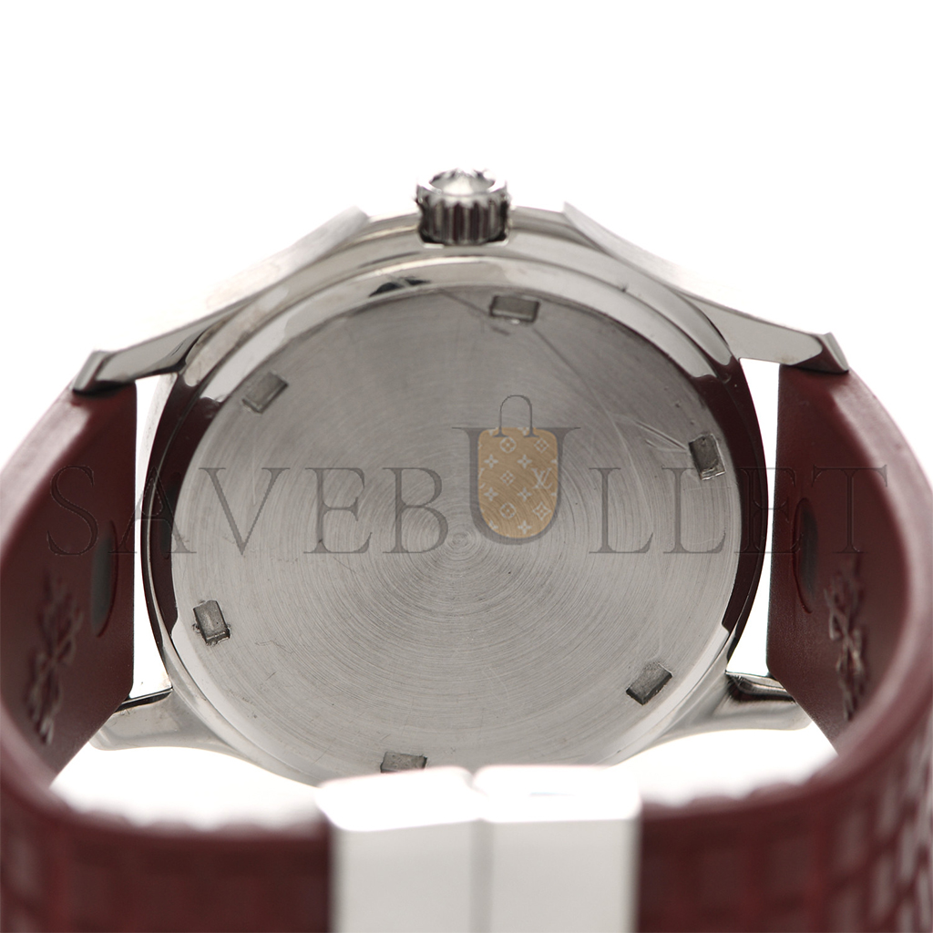 p**ek ph**ppe stainless steel rubber Di*m*nd 37mm aquanaut quartz watch burgundy 5067a-010